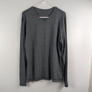 Lululemon Mens Basic V-Neck Long Sleeve T-Shirt Gray Tech Large See Measurements